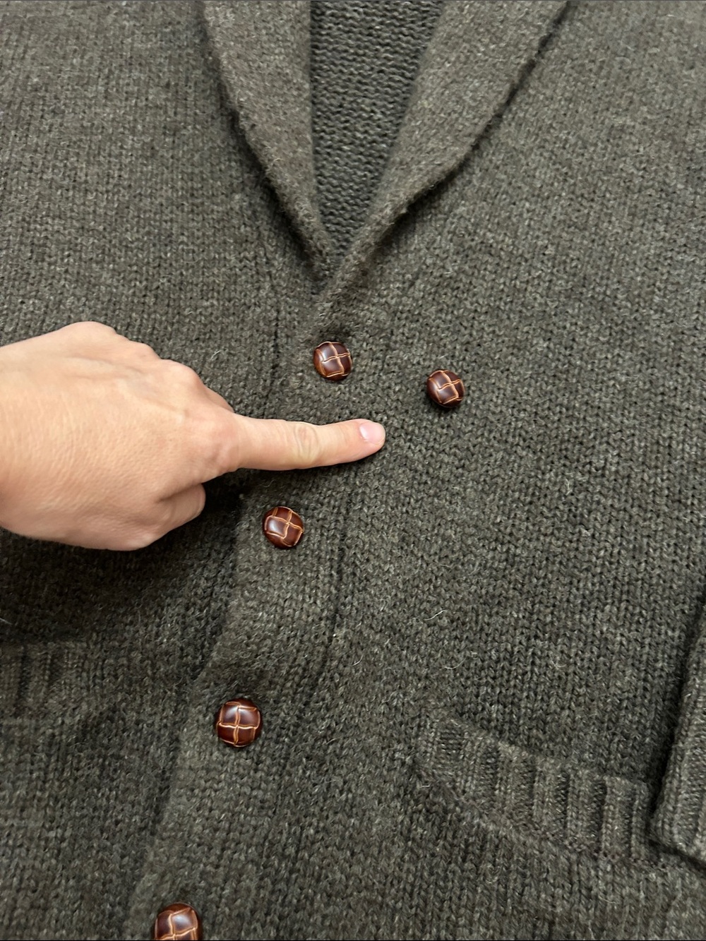 VTG Eddie Bauer Shawl Collar Button-Up Wool Cardigan Sweater Brown size M - Picture 10 of 16